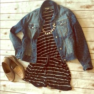 Black w/ White Striped Romper